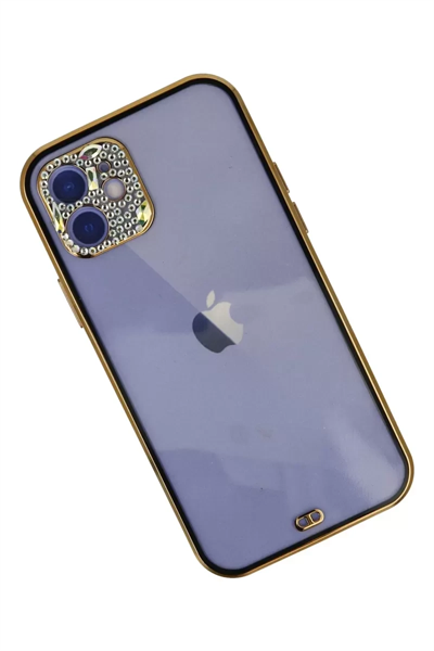 Apple iPhone 12 Kılıf Liva Taşlı Silikon - Siyah