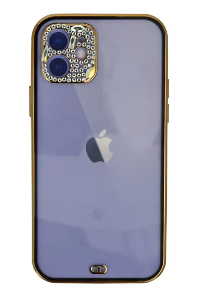Apple iPhone 12 Kılıf Liva Taşlı Silikon - Siyah