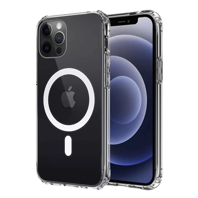 Apple iPhone 12 Kılıf Magneticsafe Şeffaf Silikon - Şeffaf