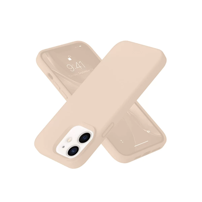 Apple iPhone 12 Kılıf Nano içi Kadife Silikon - Pudra