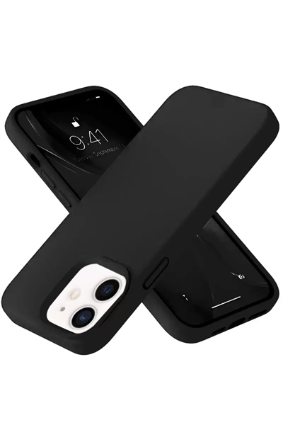 Apple iPhone 12 Kılıf Nano içi Kadife Silikon- Siyah