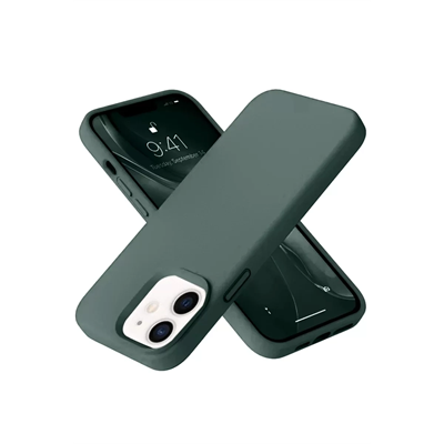Apple iPhone 12 Kılıf Nano içi Kadife Silikon - Koyu Yeşil