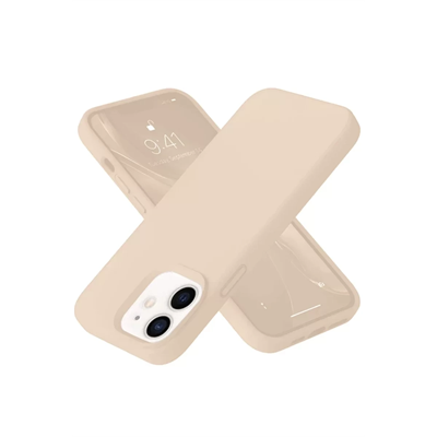 Apple iPhone 12 Kılıf Nano içi Kadife Silikon - Pudra