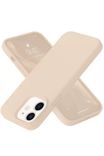 Apple iPhone 12 Kılıf Nano içi Kadife Silikon - Pudra