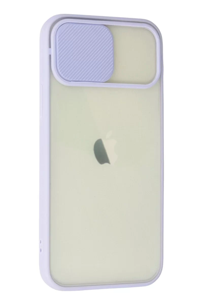Apple iPhone 12 Kılıf Palm Buzlu Kamera Sürgülü Silikon - Lila