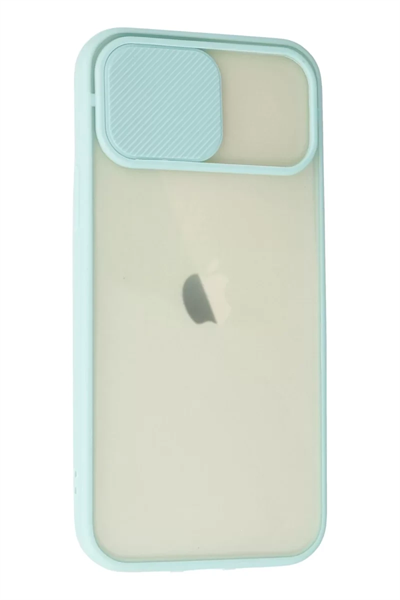 Apple iPhone 12 Kılıf Palm Buzlu Kamera Sürgülü Silikon - Turkuaz