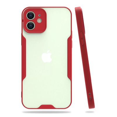 Apple iPhone 12 Kılıf Platin Silikon - Kırmızı