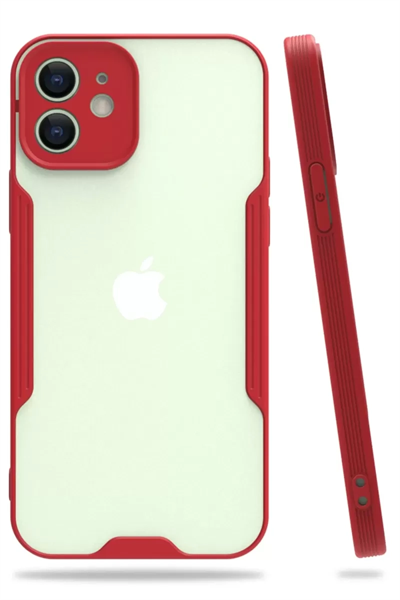 Apple iPhone 12 Kılıf Platin Silikon - Kırmızı