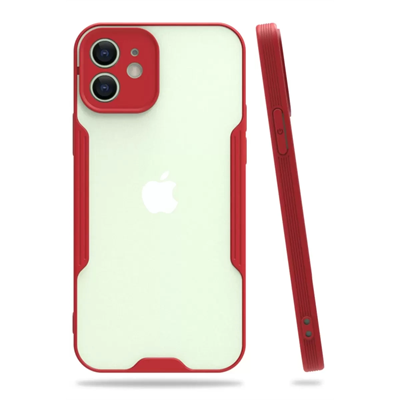 Apple iPhone 12 Kılıf Platin Silikon - Kırmızı