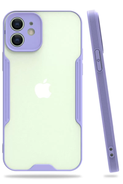 Apple iPhone 12 Kılıf Platin Silikon - Lila