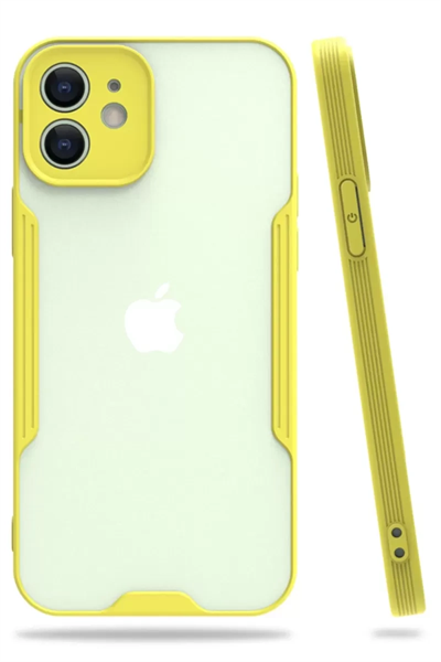 Apple iPhone 12 Kılıf Platin Silikon - Sarı