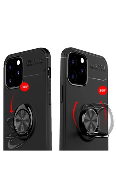 Apple iPhone 12 Kılıf Range Yüzüklü Silikon - Siyah-Mavi