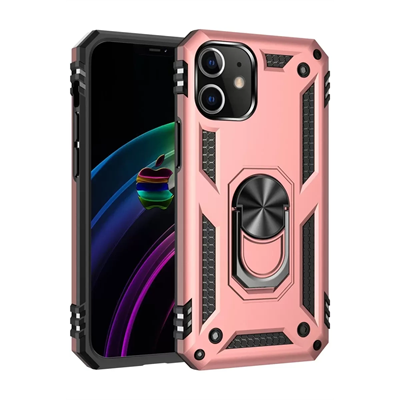Apple iPhone 12 Kılıf Sofya Yüzüklü Silikon Kapak - Rose