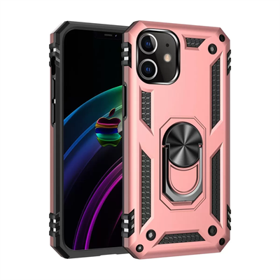 Apple iPhone 12 Kılıf Sofya Yüzüklü Silikon Kapak - Rose