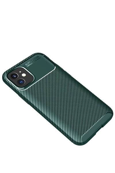 Apple iPhone 12 Mini Kılıf Auto Focus Karbon Kapak - Yeşil