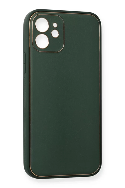 Apple iPhone 12 Mini Kılıf Coco Deri Silikon Kapak - Yeşil