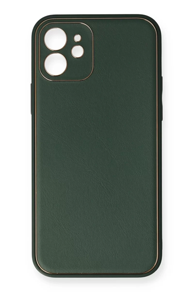 Apple iPhone 12 Mini Kılıf Coco Deri Silikon Kapak - Yeşil