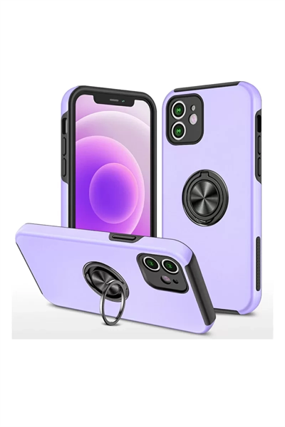 Apple iPhone 12 Mini Kılıf Elit Yüzüklü Kapak - Mor