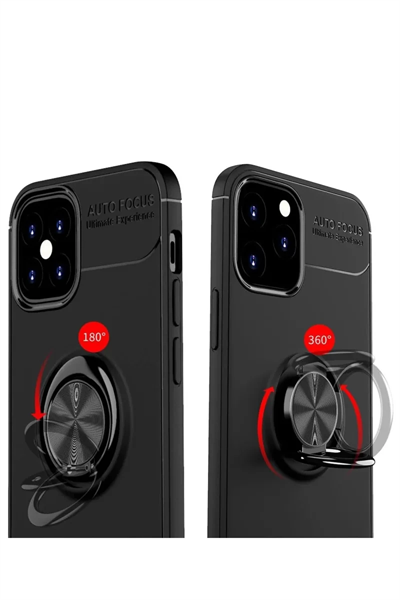 Apple iPhone 12 Mini Kılıf Range Yüzüklü Silikon - Siyah