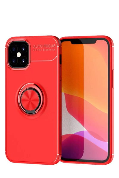 Apple iPhone 12 Mini Kılıf Range Yüzüklü Silikon - Kırmızı