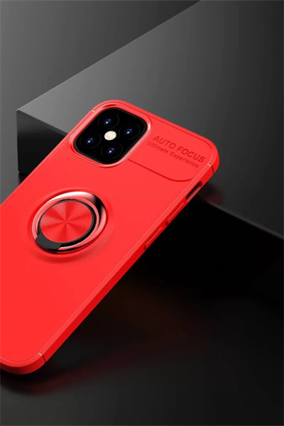 Apple iPhone 12 Mini Kılıf Range Yüzüklü Silikon - Kırmızı