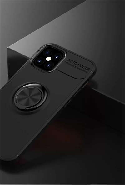 Apple iPhone 12 Mini Kılıf Range Yüzüklü Silikon - Siyah