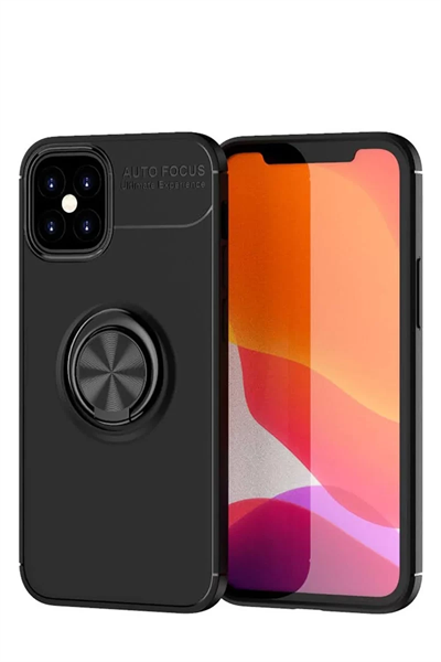 Apple iPhone 12 Mini Kılıf Range Yüzüklü Silikon - Siyah