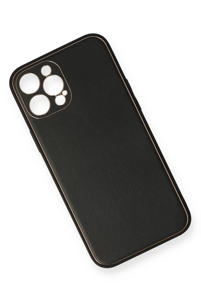 Apple iPhone 12 Pro Kılıf Coco Deri Silikon Kapak - Siyah