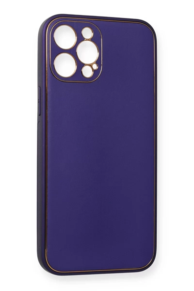Apple iPhone 12 Pro Kılıf Coco Deri Silikon Kapak - Mor