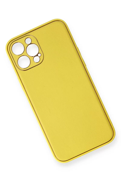 Apple iPhone 12 Pro Kılıf Coco Deri Silikon Kapak - Sarı