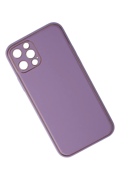 Apple iPhone 12 Pro Kılıf Coco Deri Silikon Kapak - Lila
