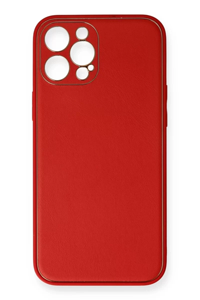 Apple iPhone 12 Pro Kılıf Coco Deri Silikon Kapak - Kırmızı