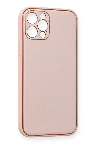 Apple iPhone 12 Pro Kılıf Coco Deri Silikon Kapak - Pembe