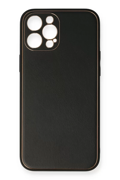Apple iPhone 12 Pro Kılıf Coco Deri Silikon Kapak - Siyah