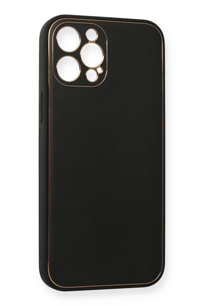 Apple iPhone 12 Pro Kılıf Coco Deri Silikon Kapak - Siyah