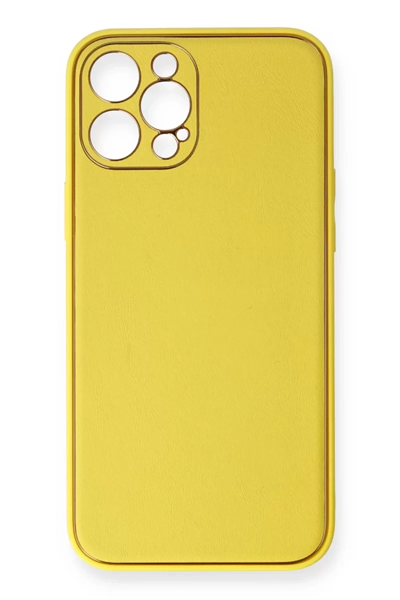 Apple iPhone 12 Pro Kılıf Coco Deri Silikon Kapak - Sarı