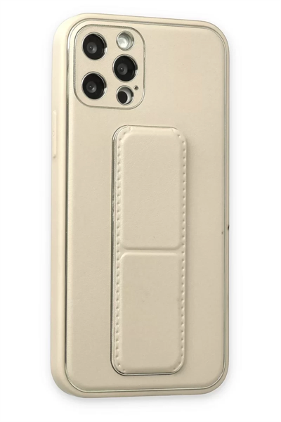 Apple iPhone 12 Pro Kılıf Coco Deri Standlı Kapak - Beyaz