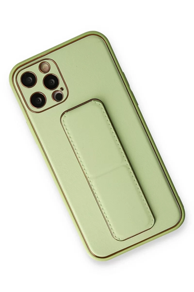 Apple iPhone 12 Pro Kılıf Coco Deri Standlı Kapak - Su Yeşili