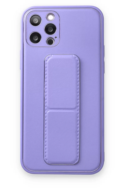 Apple iPhone 12 Pro Kılıf Coco Deri Standlı Kapak - Koyu Lila