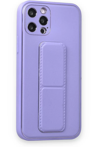 Apple iPhone 12 Pro Kılıf Coco Deri Standlı Kapak - Koyu Lila