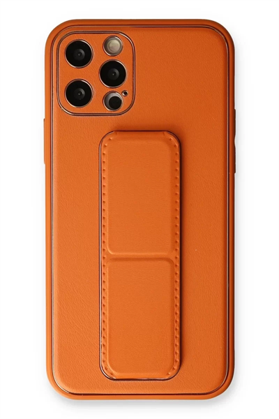 Apple iPhone 12 Pro Kılıf Coco Deri Standlı Kapak - Turuncu