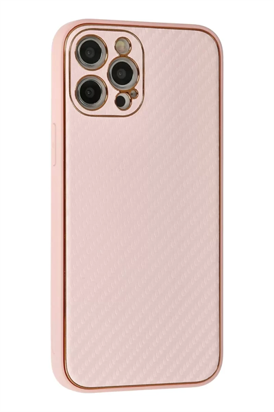 Apple iPhone 12 Pro Kılıf Coco Karbon Silikon - Pembe