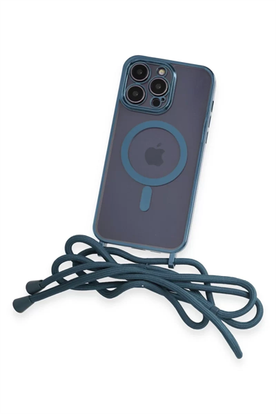 Apple iPhone 12 Pro Kılıf Divo Lazer Askılı Magsafe Kapak - Sierra Blue