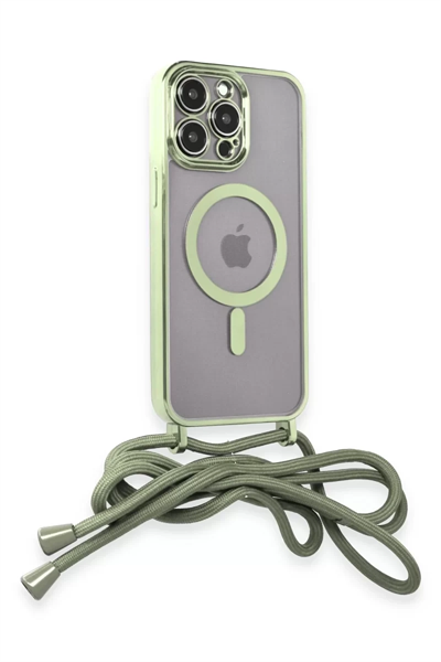 Apple iPhone 12 Pro Kılıf Divo Lazer Askılı Magsafe Kapak - Koyu Yeşil
