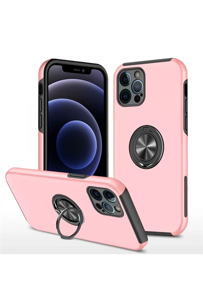 Apple iPhone 12 Pro Kılıf Elit Yüzüklü Kapak - Pembe