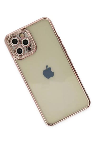 Apple iPhone 12 Pro Kılıf Joke Taşlı Silikon - Pembe