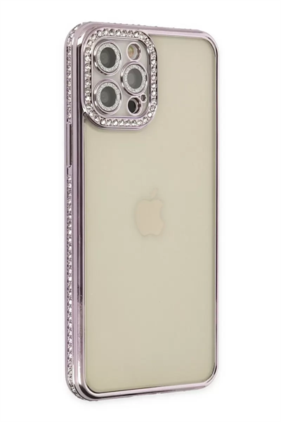 Apple iPhone 12 Pro Kılıf Joke Taşlı Silikon - Mor