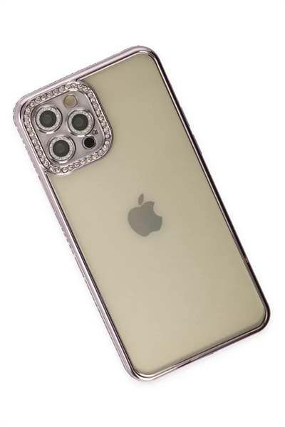 Apple iPhone 12 Pro Kılıf Joke Taşlı Silikon - Mor