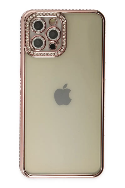 Apple iPhone 12 Pro Kılıf Joke Taşlı Silikon - Pembe