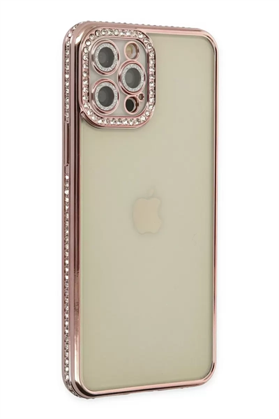 Apple iPhone 12 Pro Kılıf Joke Taşlı Silikon - Pembe